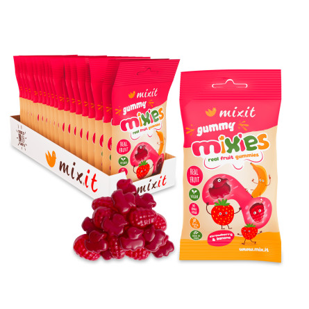 MIXIT Mixies přírodní želé bonbony - jahoda a banán 35 g