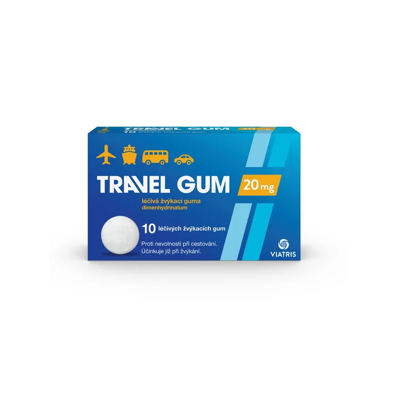 TRAVEL GUM 20 mg 10 žvýkacích gum