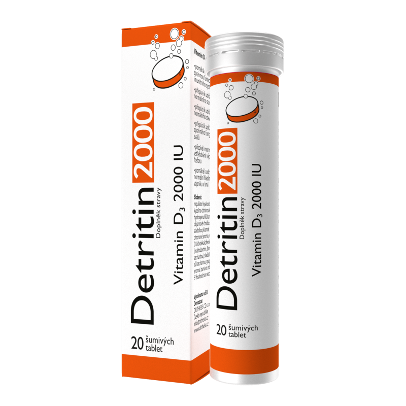 DETRITIN Vitamin D3 2000 IU 20 šumivých tablet