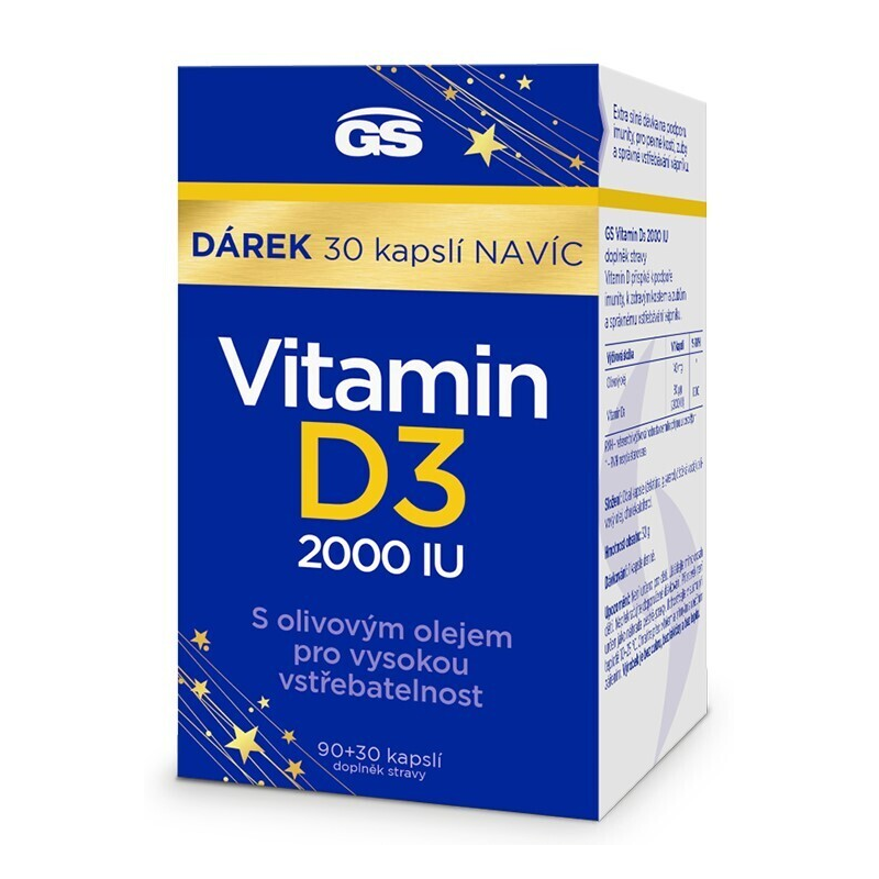 GS Vitamin D3 2000 IU 90+30 kapslí dárkové balení